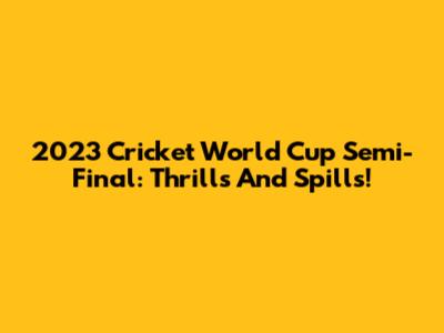 2023 Cricket World Cup Semi-Final: Thrills And Spills!