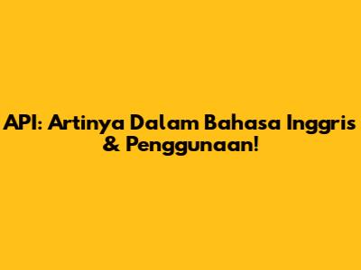 API: Artinya Dalam Bahasa Inggris & Penggunaan!