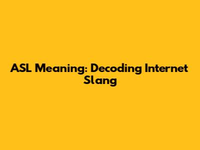 ASL Meaning: Decoding Internet Slang