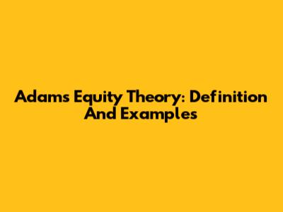 Adam's Equity Theory: Definition And Examples