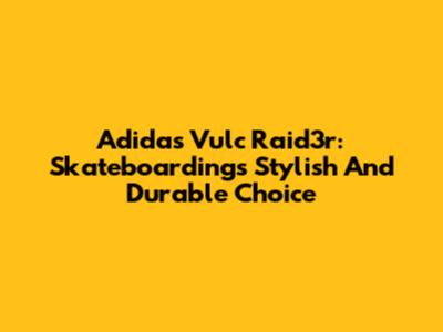 Adidas Vulc Raid3r: Skateboarding's Stylish And Durable Choice