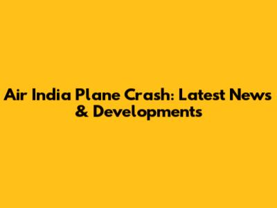 Air India Plane Crash: Latest News & Developments