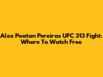 Alex Poatan Pereira's UFC 313 Fight: Where To Watch Free