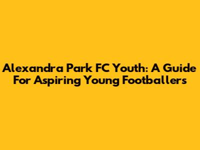 Alexandra Park FC Youth: A Guide For Aspiring Young Footballers