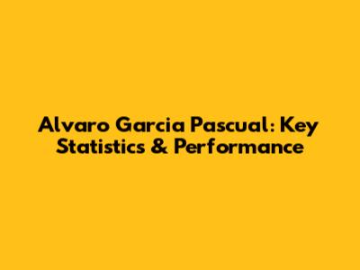 Alvaro Garcia Pascual: Key Statistics & Performance