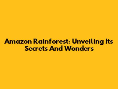 Amazon Rainforest: Unveiling Its Secrets And Wonders