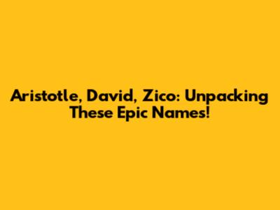 Aristotle, David, Zico: Unpacking These Epic Names!