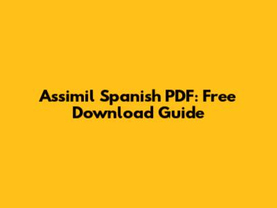 Assimil Spanish PDF: Free Download Guide
