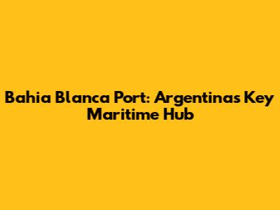 Bahia Blanca Port: Argentina's Key Maritime Hub