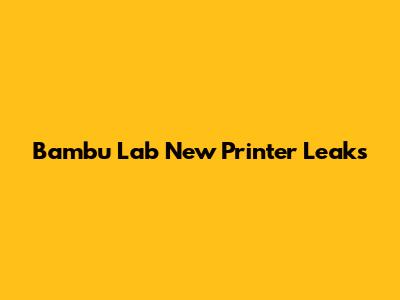 Bambu Lab New Printer Leaks
