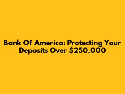 Bank Of America: Protecting Your Deposits Over $250,000