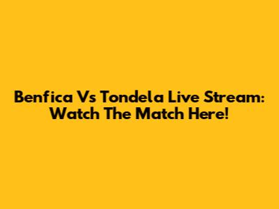 Benfica Vs Tondela Live Stream: Watch The Match Here!