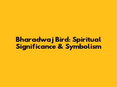 Bharadwaj Bird: Spiritual Significance & Symbolism