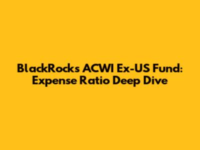 BlackRock's ACWI Ex-US Fund: Expense Ratio Deep Dive