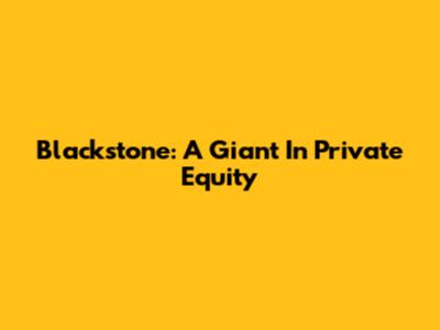 Blackstone: A Giant In Private Equity