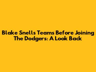 Blake Snell's Teams Before Joining The Dodgers: A Look Back