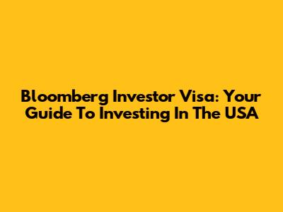 Bloomberg Investor Visa: Your Guide To Investing In The USA
