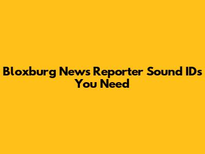 Bloxburg News Reporter Sound IDs You Need