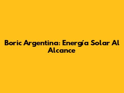 Boric Argentina: Energía Solar Al Alcance