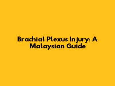 Brachial Plexus Injury: A Malaysian Guide