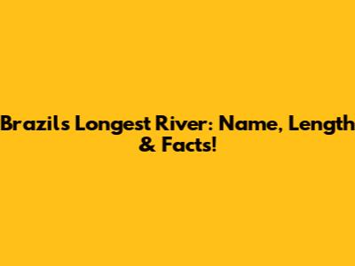 Brazil's Longest River: Name, Length & Facts!