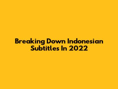 Breaking Down Indonesian Subtitles In 2022
