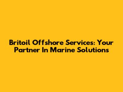Britoil Offshore Services: Your Partner In Marine Solutions