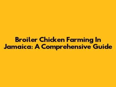 Broiler Chicken Farming In Jamaica: A Comprehensive Guide