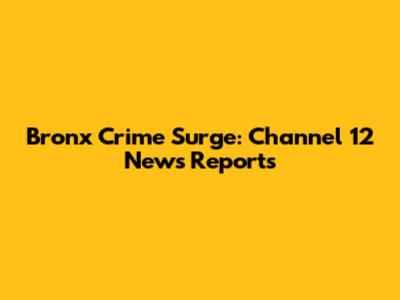 Bronx Crime Surge: Channel 12 News Reports