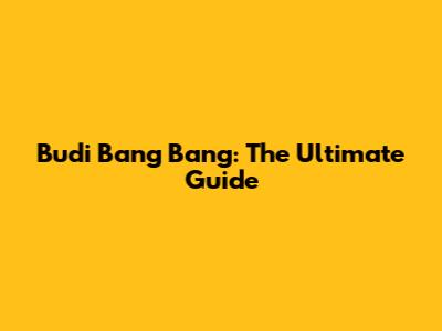Budi Bang Bang: The Ultimate Guide