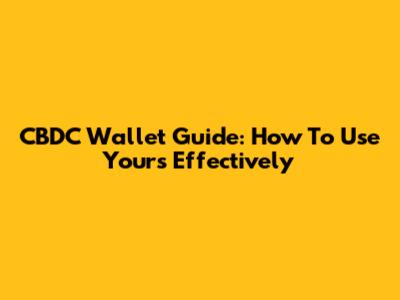 CBDC Wallet Guide: How To Use Yours Effectively