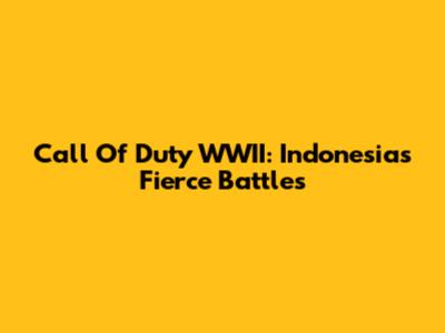 Call Of Duty WWII: Indonesia's Fierce Battles