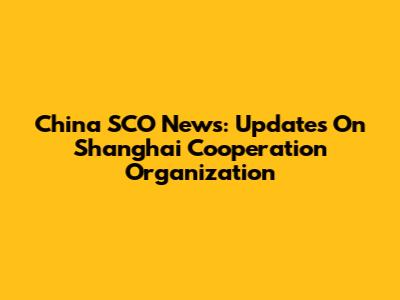 China SCO News: Updates On Shanghai Cooperation Organization