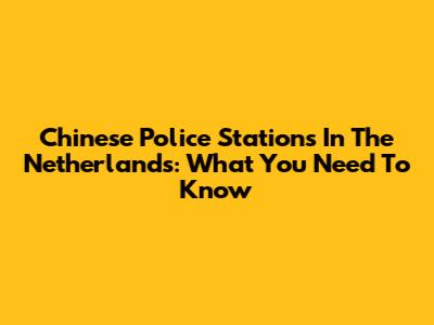 Chinese Police Stations In The Netherlands: What You Need To Know