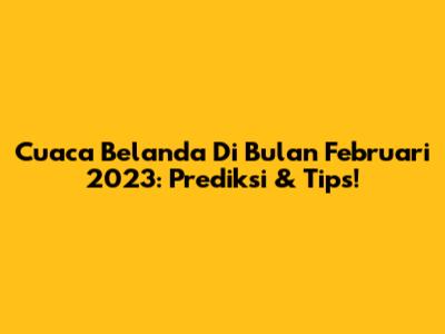 Cuaca Belanda Di Bulan Februari 2023: Prediksi & Tips!