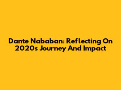 Dante Nababan: Reflecting On 2020's Journey And Impact