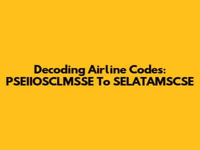 Decoding Airline Codes: PSEIIOSCLMSSE To SELATAMSCSE