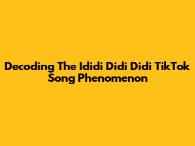 Decoding The 'Ididi Didi Didi' TikTok Song Phenomenon