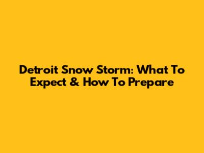 Detroit Snow Storm: What To Expect & How To Prepare