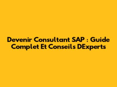 Devenir Consultant SAP : Guide Complet Et Conseils D'Experts