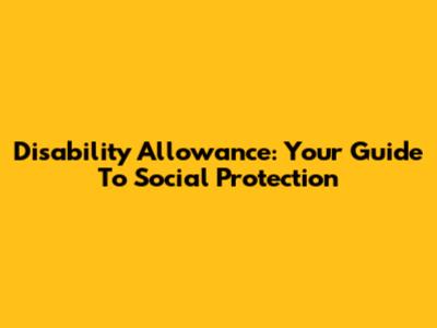 Disability Allowance: Your Guide To Social Protection