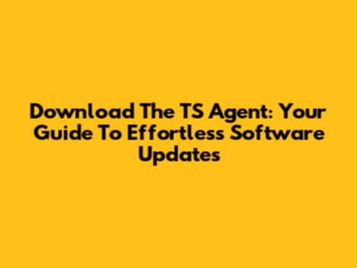 Download The TS Agent: Your Guide To Effortless Software Updates
