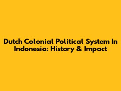 Dutch Colonial Political System In Indonesia: History & Impact