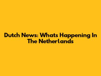 Dutch News: What's Happening In The Netherlands
