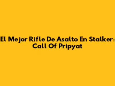 El Mejor Rifle De Asalto En Stalker: Call Of Pripyat