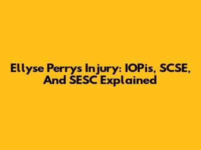 Ellyse Perry's Injury: IOPis, SCSE, And SESC Explained
