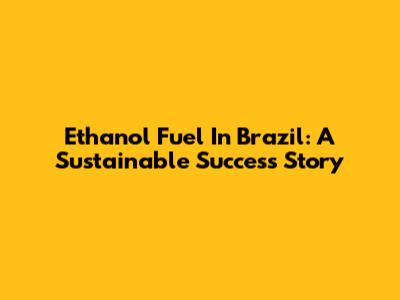 Ethanol Fuel In Brazil: A Sustainable Success Story