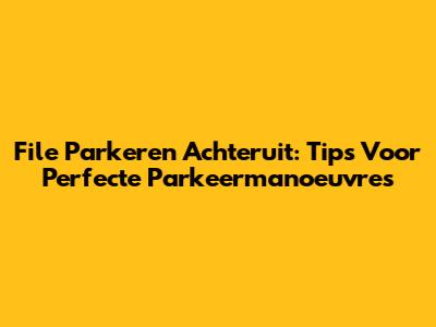 File Parkeren Achteruit: Tips Voor Perfecte Parkeermanoeuvres