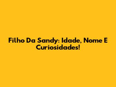 Filho Da Sandy: Idade, Nome E Curiosidades!