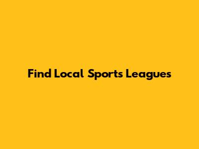 Find Local Sports Leagues